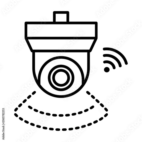 Security surveillance camera vector icon, a modern digital monitoring device line graphic