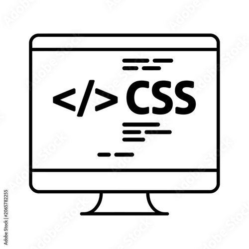 Css coding web development icon vector on a clean computer monitor screen