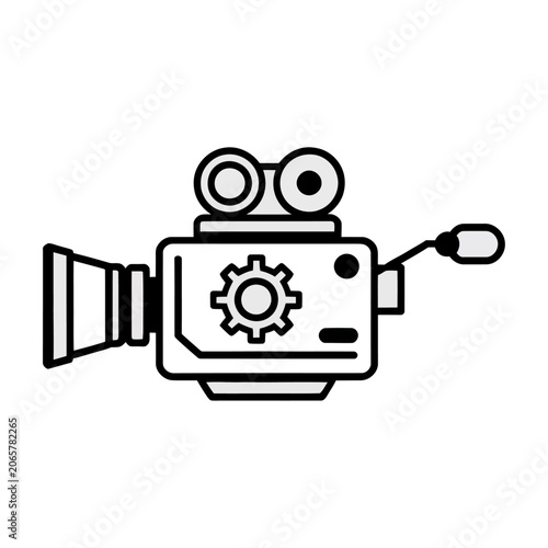 Vintage movie camera vector icon, a classic film recording equipment for cinema production