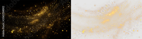 Tableau sur toile Swirls of gold dust and particles on a transparent background for creative desig