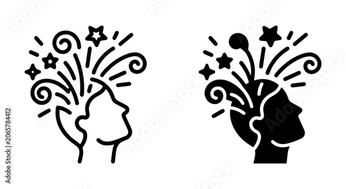 Creative Idea Icons, Brainstorming Symbols, Innovation Concepts, Imagination Graphics, Vector Art
