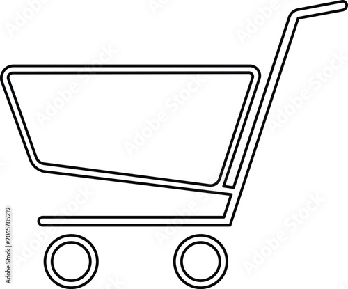 Fotografie Blackline outline of shopping cart with two wheels and handle shoppingcart