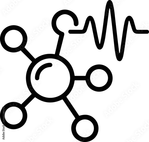 Abstract molecule structure with waveform, science and technology concept icon