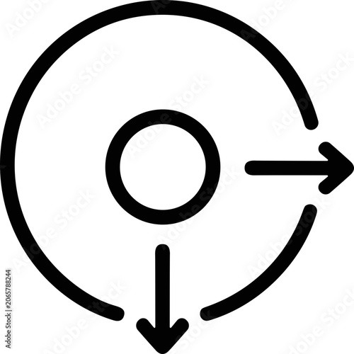 Target focus icon with arrows indicating expansion and direction, minimalist design