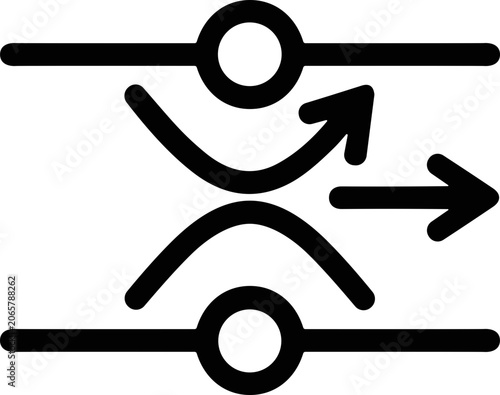 Flow Switch Symbol: Fluid Direction Change Icon, Open and Closed States