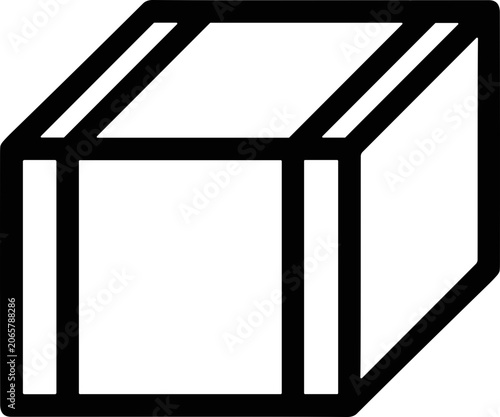 Abstract cube outline, geometric shape, minimalist drawing on white background