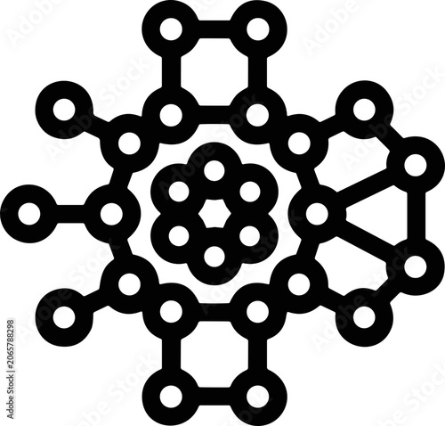 Abstract molecular structure, network connections, geometric pattern, science and innovation
