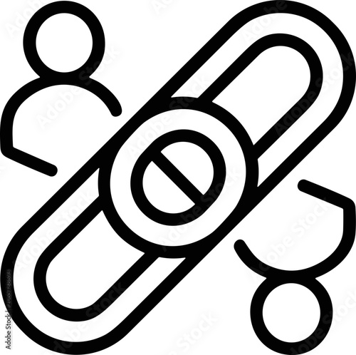 Принти на полотні Stop link icon with people silhouette, concept of disconnection or breaking conn