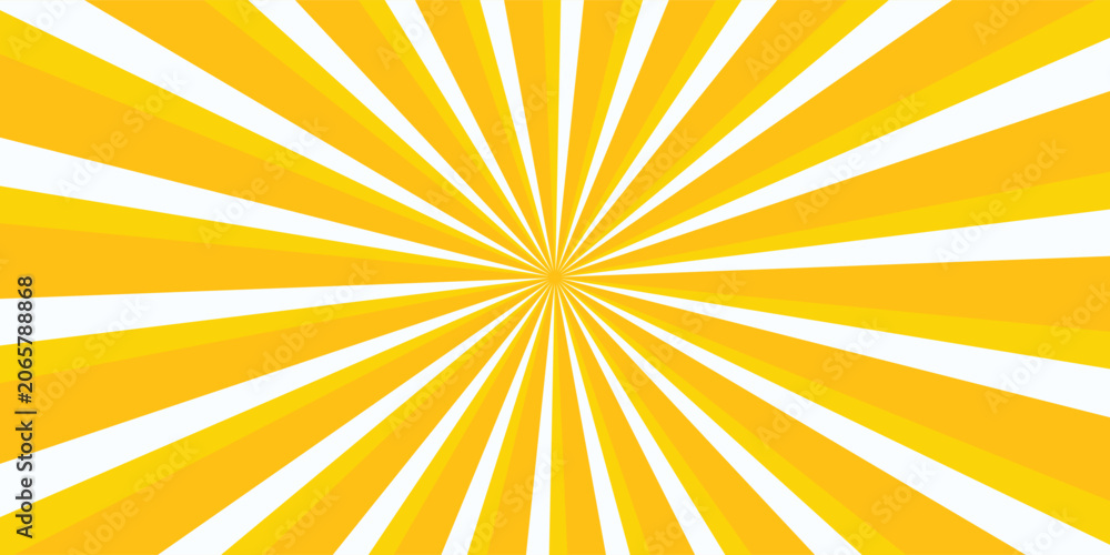 Fototapeta premium Abstract orange comic background. Cartoon pop art background. Halftone effect pattern. Fun anime texture. Starburst manga style bg. Pop art radial gradient flag. Spiral, swirl, comic rays.