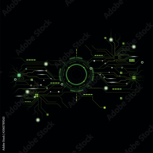 Plakat Futuristic green digital circuit vector