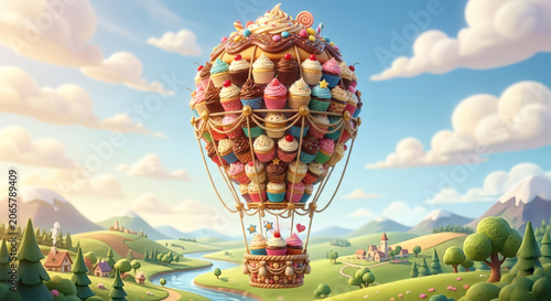 Cupcake hot air balloon fantasy