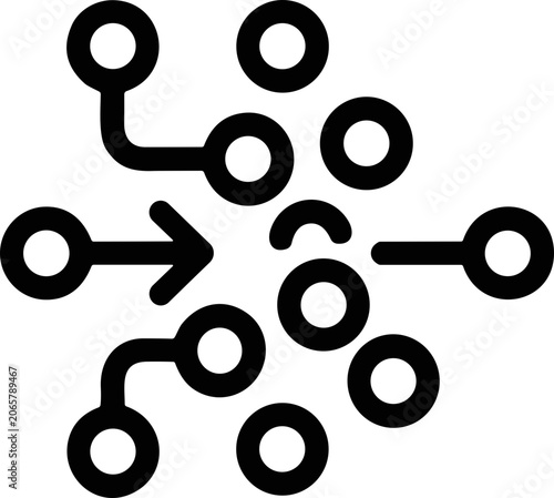 Abstract network connections, data flow, and strategic planning concept icon