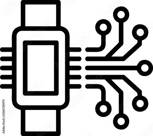 Smartwatch Circuit Board Connection Icon - Technology and Innovation Concept