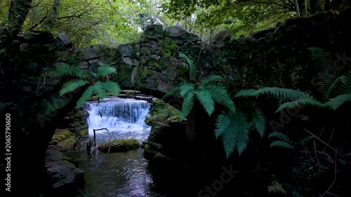 Landscape along a river near San Pedro del Romeral. Pas-Miera region. Pasiegos Valleys. Cantabria. Spain. Europe