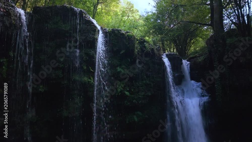 Landscape along a river near San Pedro del Romeral. Pas-Miera region. Pasiegos Valleys. Cantabria. Spain. Europe
