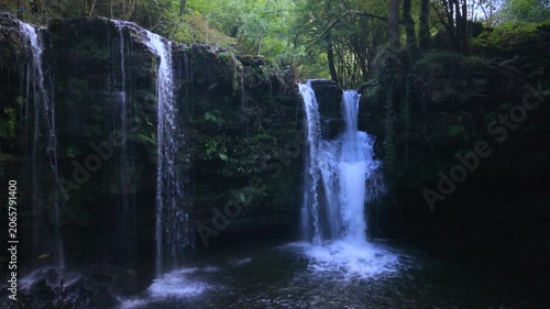 Landscape along a river near San Pedro del Romeral. Pas-Miera region. Pasiegos Valleys. Cantabria. Spain. Europe