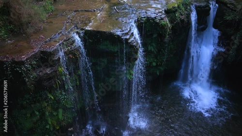 Landscape along a river near San Pedro del Romeral. Pas-Miera region. Pasiegos Valleys. Cantabria. Spain. Europe