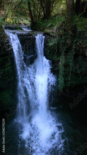Landscape along a river near San Pedro del Romeral. Pas-Miera region. Pasiegos Valleys. Cantabria. Spain. Europe