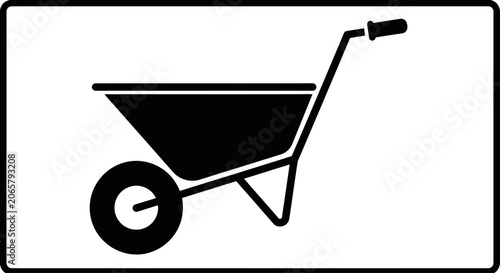 Black and White Wheelbarrow Icon Symbol