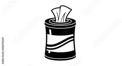 Black and White Wet Wipes Container Icon