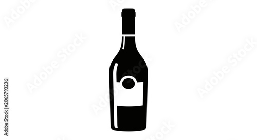 Black and White Wine Bottle Silhouette Icon
