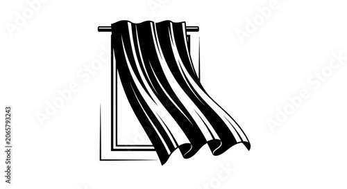 Black and White Window Curtain Icon Illustration