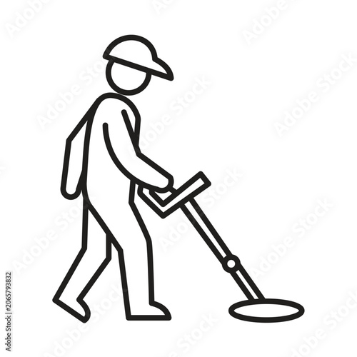 Metal Detectorist Hobby Person Icon Graphic Element Vector Design Shape