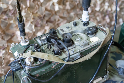 Vintage military radio communication equipment from the Cold War era