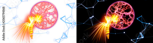 Tableau sur toile PNG image of Microscopic biological cell fertilization illustration, glowing spe