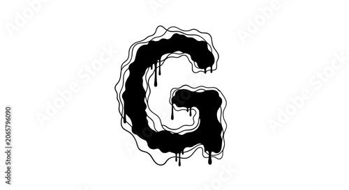 Black Dripping Letter G Graffiti Style Illustration