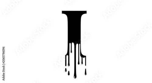 Black Dripping Letter I Alphabet Typography Design