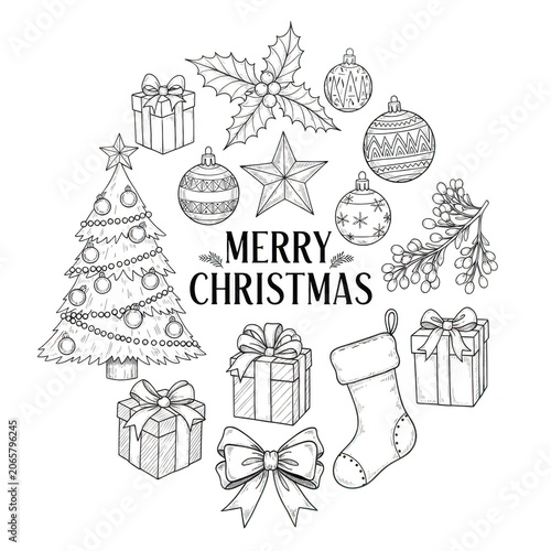 Celebrating christmas with traditional decorations isolated on transparent background