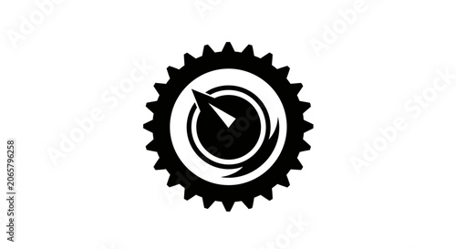 Black Gear Icon with Speedometer Gauge Symbol
