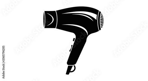 Black Hair Dryer Icon Silhouette Isolated on White Background