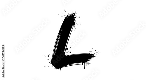 Black Grunge Letter L Graffiti Style Brush Stroke