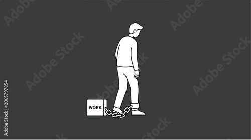 Fotografia Man Walking with Chain Bound.