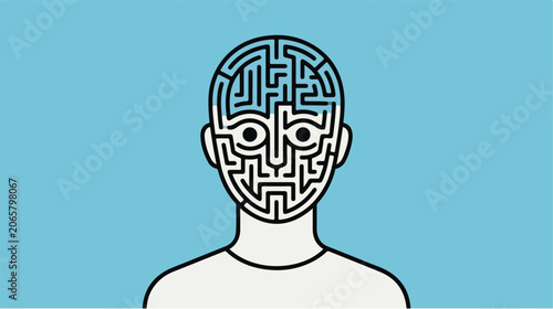 Obraz na plátne Man with maze on face.