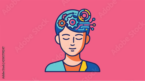 Fotografie Man with thinking brain waves.