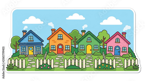 Colorful houses in a row.