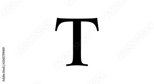Black Letter T Serif Alphabet Character Isolated on White Background