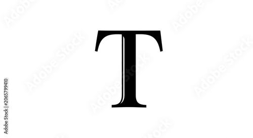 Black Letter T Serif Typography Isolated on White Background