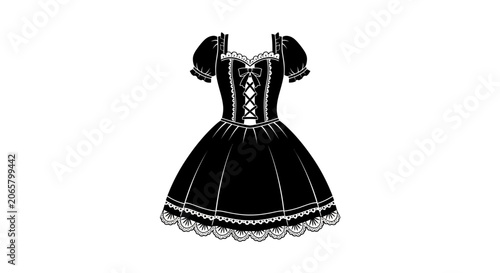 Black Lolita Style Dress Silhouette Vector Illustration