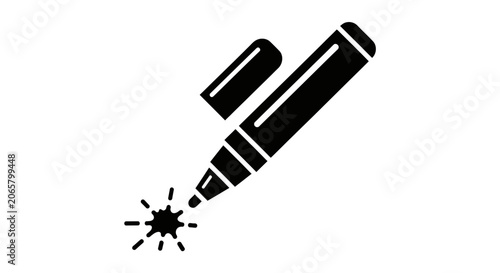 Black Marker Pen Icon with Ink Splatter Illustration