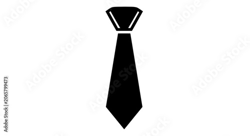 Black necktie icon isolated on white background