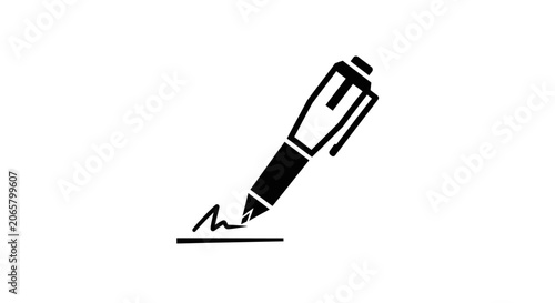 Black Pen Icon Signing Document Signature Symbol