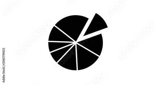 Black Pie Chart Icon with One Detached Slice