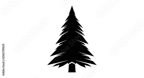 Black Pine Tree Silhouette Icon Isolated on White Background