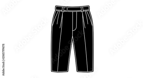 Black Pleated Dress Shorts Technical Fashion Flat Sketch