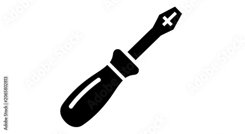 Black Silhouette Icon of a Phillips Head Screwdriver