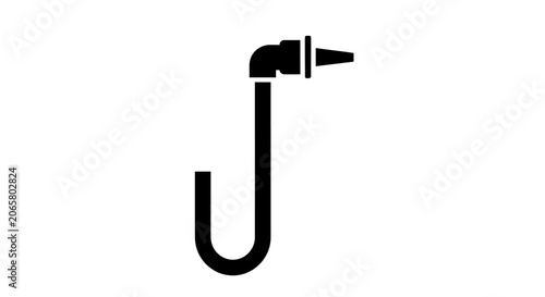 Black Silhouette Icon of a Plumbing P-Trap Pipe